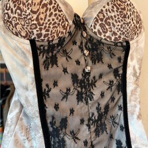 Leopard and Lace Bustier Top